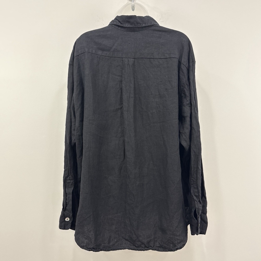 Bryn Walker 100% Linen Top XXL Black Lagenlook Boho USA Button Up Tunic Chic - Picture 11 of 14